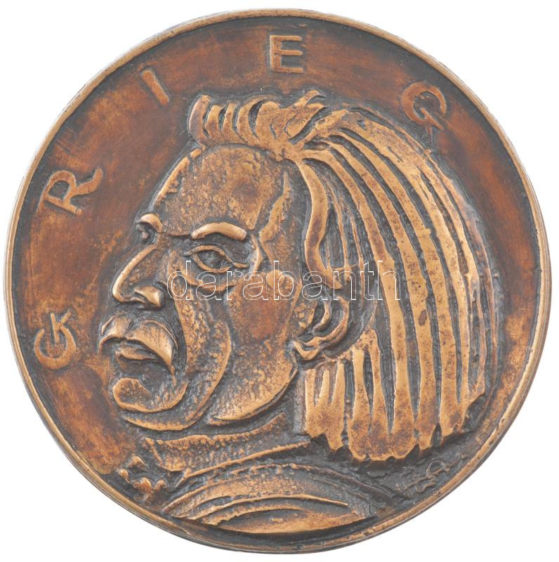Csontos László (1925-2013) '(Edvard Hagerup) Grieg' egyoldalas bronz emlékérem (96mm) T:1