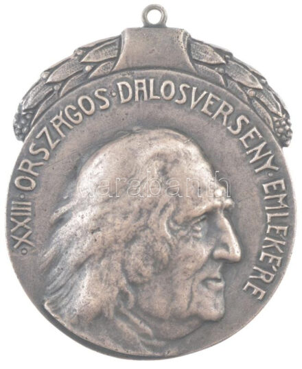 1933. 'XXIII. Országos Dalosverseny emlékére' / 1933.VII.2.' névre szóló ezüstözött Br emlékérem, sorszámozott Szign.: Fonyó (85x75mm) T:1-