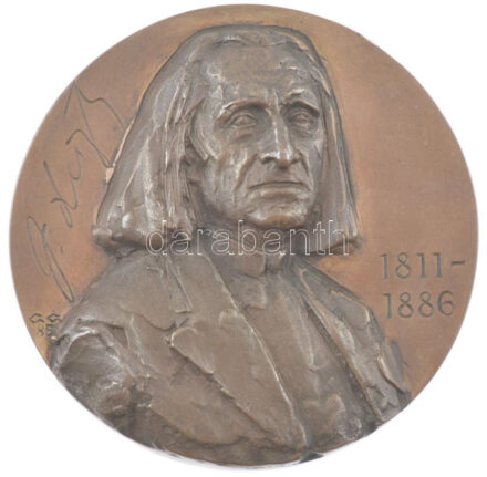 Gáti Gábor (1937- ) 1985. 'Liszt Ferenc emlékére születésének 175. és halálának 100. évfordulóján MCMLXXXVI' bronz kétoldalas emlékplakett (100mm) T:1