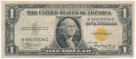 Amerikai Egyesült Államok 1934-1945. (1935A) 1$ 'Silver Certificate - kisméretű' sárga pecsét, 'William Alexander Julian - Henry Morgenthau Jr.' T:III USA 1934-1945. (1935A) 1 Dollars 'Silver Certificate - small size' Yellow seal, 'William