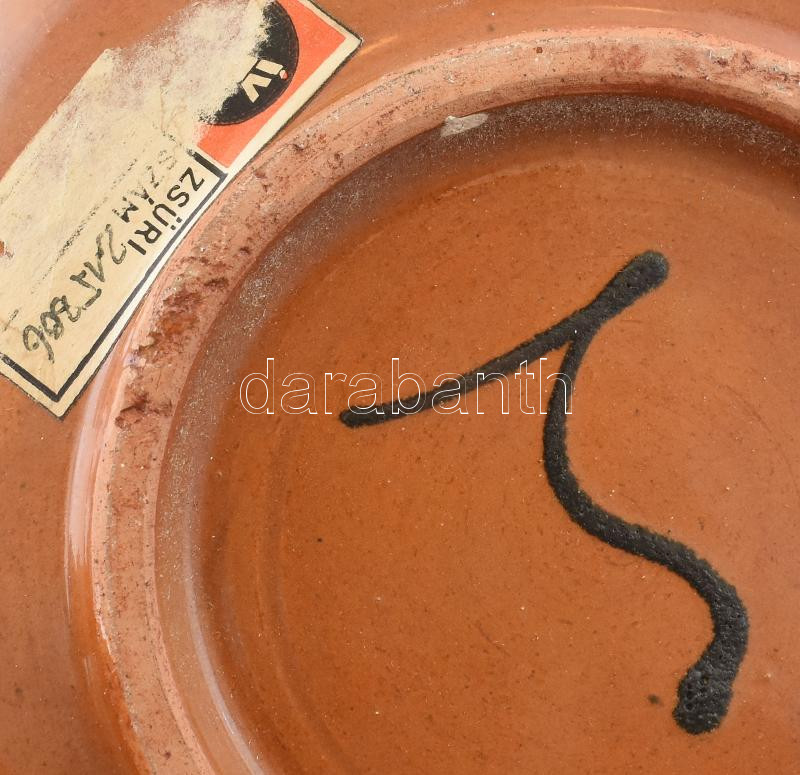 Sarkadi kerámiatál, jelzett, hibátlan, d: 19 cm - Image 2