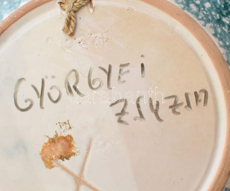 Györgyei Zsuzsa: Retró kerámia tál, jelzett, hibátlan, d: 29 cm - Image 2