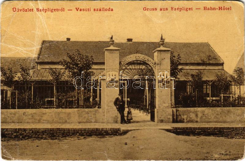 1911 Szépliget, Schönau, Gajdobra; Vasúti szálloda. W.L. 2009. Jakovácz András kiadása / Bahn Hotel / railway hotel (Rb)