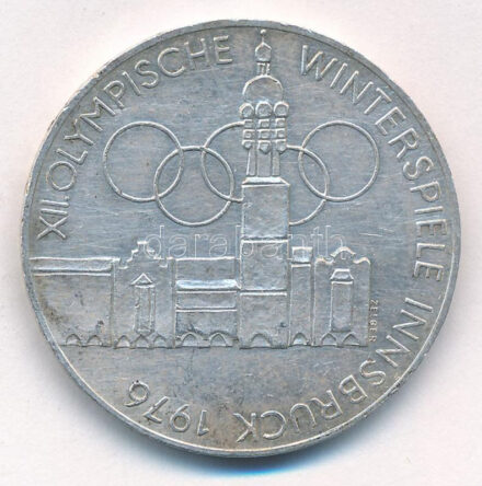 Ausztria 1976. 100Sch Ag 'Téli Olimpia Innsbruck' T:2 ph. Austria 1976. 100 Schilling 'Winter Olympics Innsbruck / Building and Olympic logo' C:XF edge error Krause KM#2927