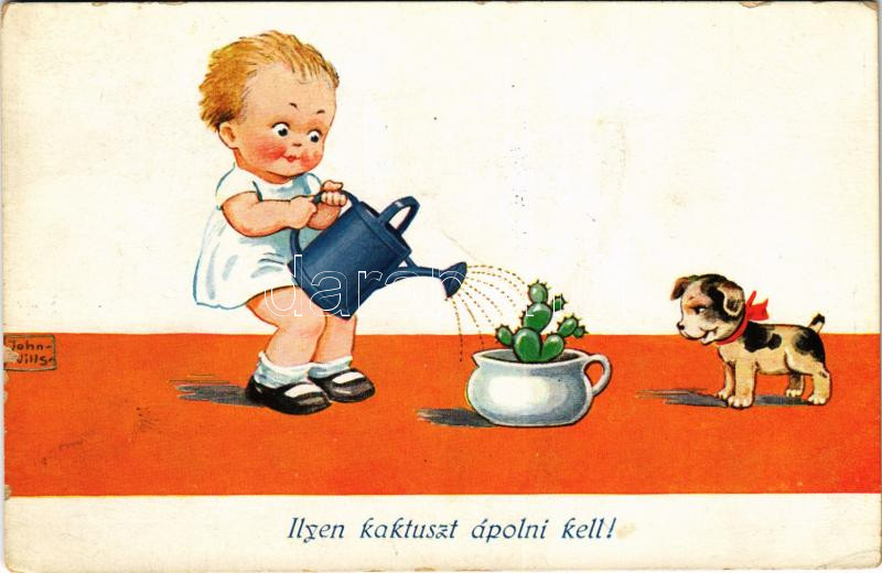 Ilyen kaktuszt ápolni kell! / Child with cactus. WSSB 8529/2. s: John Wills (EK)