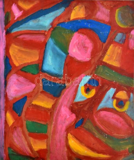 Csepeli Németh Miklós (1934-2012): Bohócfej. Olaj, karton, jelzett. Kissé sérült. 54x48 cm