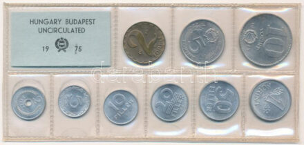 1975. 2f-10Ft (9xklf) érmés forgalmi sor fóliatokban T:1 patina Adamo FO8