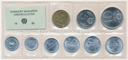 1980. 2f-10Ft (9xklf) érmés forgalmi sor fóliatokban T:1 patina Adamo FO13