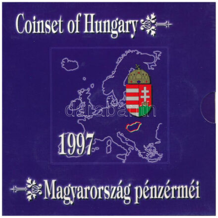 1997. 50f-200Ft (6xklf) forgalmi sor, benne 200Ft Ag 'Deák', a belső tok ragasztása részben elengedett T:BU patina Adamo FO30