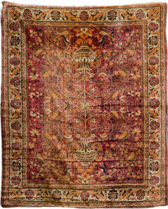 Régi életfás mokett, pamut, 194x157 cm, kopott.