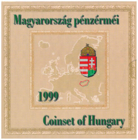 1999. 50f-100Ft (8xklf) forgalmi sor, 'Magyarország pénzérméi' dísztokban, belső borító ragasztása kissé elengedett T:PP kis patina / Hungary 1999. 50 Fillér - 100 Forint (8xdiff) in coin set, in 'Coinset of Hungary' case, the gluing of