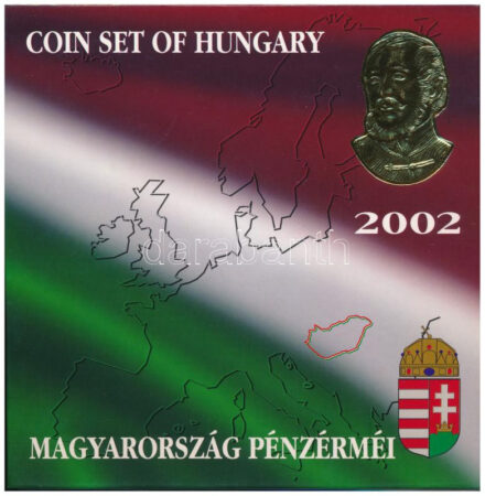 2002. 1Ft-100Ft (7xklf) + 100Ft 'Kossuth' forgalmi sor szettben, belső tok ragasztása kissé elengedett T:PP kis patina Adamo FO35.1