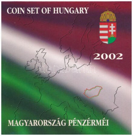 2002. 1Ft-100Ft (7xklf) + 100Ft 'Kossuth' forgalmi sor szettben, belső tok ragasztása kissé elengedett T:BU Adamo FO35