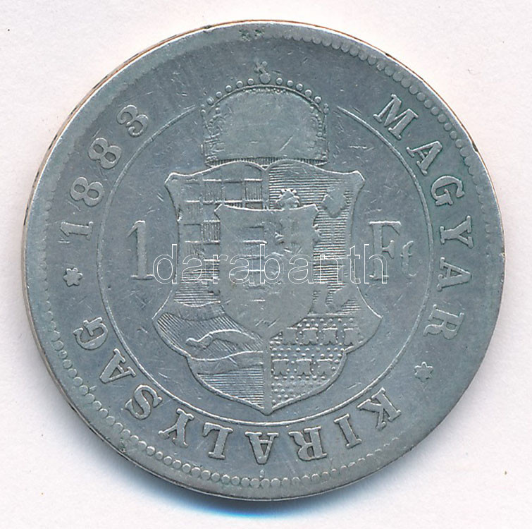 1883KB 1Ft Ag 'Ferenc József / Barokk címer' T:3 patina Adamo M15 - Image 2