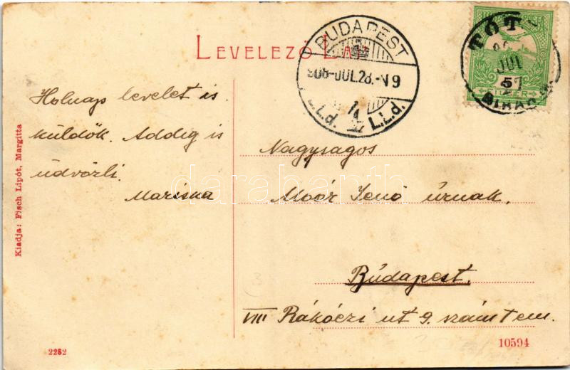 1908 Margitta, Marghita; Fő utca, Winkler Lajos és Grosz Dávid üzlete. Fisch Lipót kiadása 2282. (W.L. ?) / main street, shops (EK) - Image 2