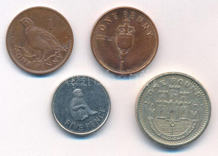 Gibraltár 2002-2010. 1p-1P (4xklf) T:1--2- patina, karc Gibraltar 2002-2010. 1 Penny - 1 Pound (4xdiff) C:AU-VF patina, scratch