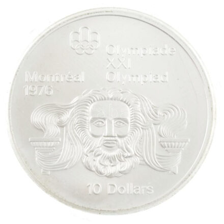 Kanada 1974. 10$ Ag 'Montreali olimpia - Zeusz fej' T:BU Canada 1974. 10 Dollars Ag 'Montreal Olympic Games - Head of Zeus' C:BU Krause KM#93