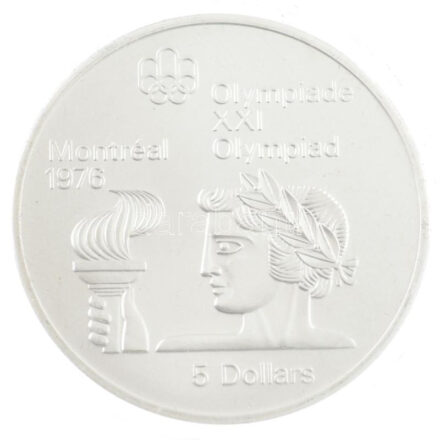Kanada 1974. 5$ Ag 'Montreali olimpia - Atléta fáklyával' T:BU Canada 1974. 5 Dollars Ag 'Montreal Olympic Games - Athlete with torch' C:BU Krause KM#90