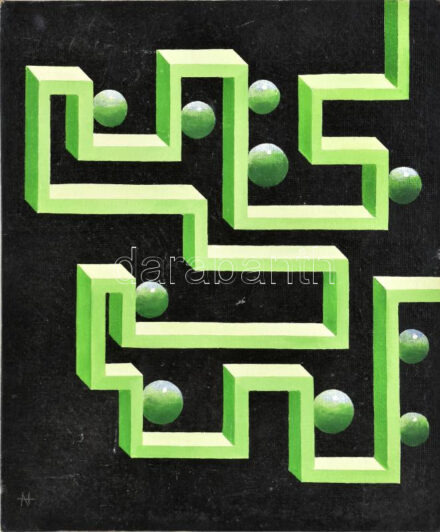 Olvashatatlan jelzéssel: Labirintus, 1973. Olaj, vászon, kartonra kasírozva. Szélén apró sérüléssel. 46x38 cm