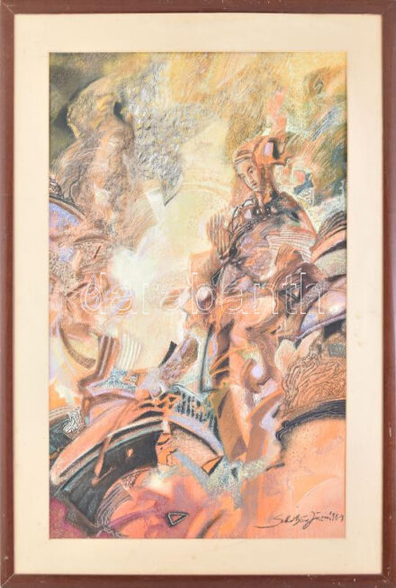 Sebestyén János (1957-): Hajadon, 1999. Pasztell, papír. Jelezve jobbra lent, hátoldalán autográf felirattal, fakeretben, 78x48 cm