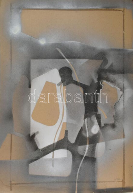 Olvashatatlan (Farkas?) jelzéssel: Absztrakt kompozíció, 1981. Vegyes technika, karton, sérült, 95x65 cm