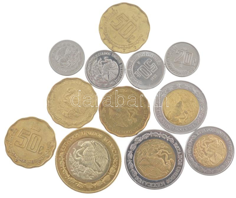 Mexikó 1993-2021. 5c-10P (12xklf) T:1--2- kis patina Mexico 1993-2021. 5 Centavos - 10 Pesos (12xdiff) C:AU-VF small patina