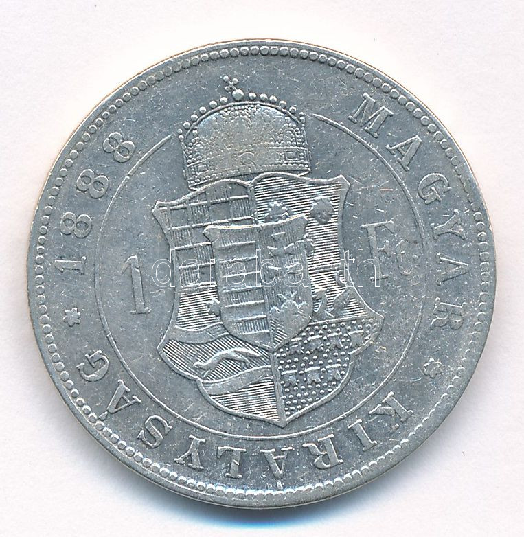 1888KB 1Ft Ag 'Ferenc József / Barokk címer' T:2- Adamo M15 - Image 2