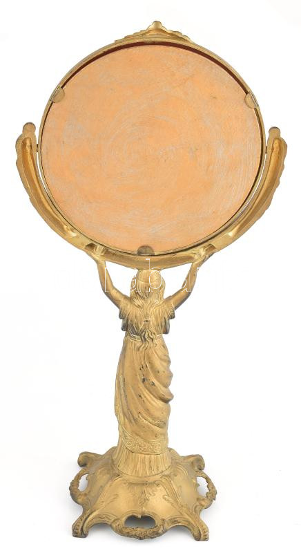 Jelzés nélkül: Figurális tükör, spiáter, kopott, m: 43,5 cm - Image 2