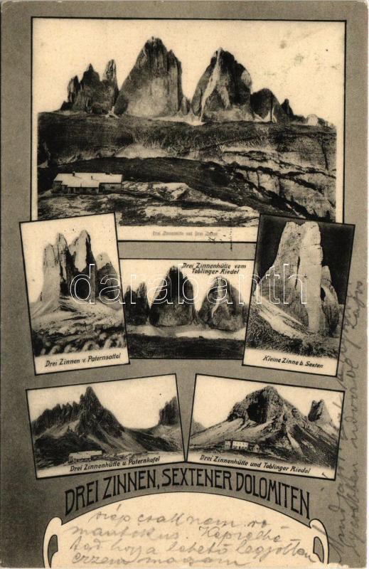 1908 Tre Cime di Lavaredo, Drei Zinnen (Südtirol); Sextener Dolomiten. Art Nouveau