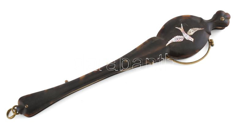 Antik lornyon, teknőc páncél és gyöngyház, korának megfelelő állapotban, h: 17 cm - Image 4