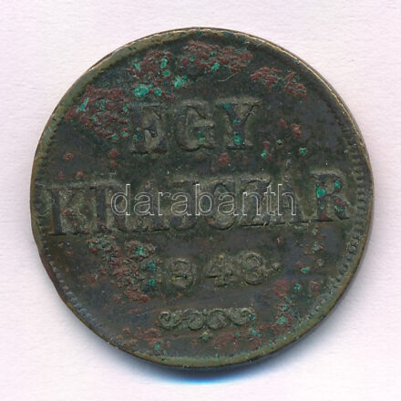 1848. 1kr Cu T:3 ph., hajlott Adamo B1