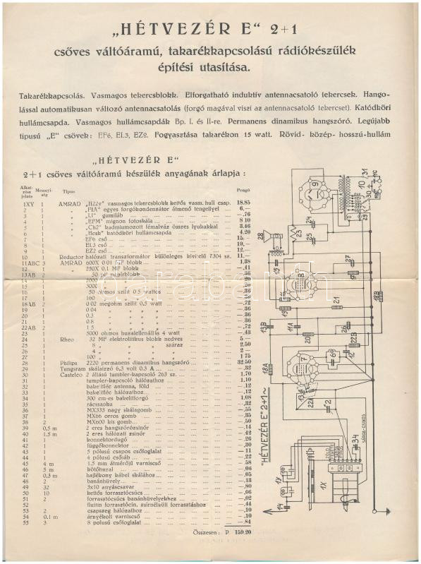 1938 Hidy és Társa 'AMRAD' Rádiólaboratórium és Alkatrészgyár A4-esre kinyitható négy oldalas reklámja. Budapest, Lehel utca 14. - Image 3