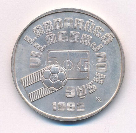 1981. 500Ft Ag 'Labdarúgó Világbajnokság 1982' nem saját műbőr tokban T:UNC patina Adamo EM65