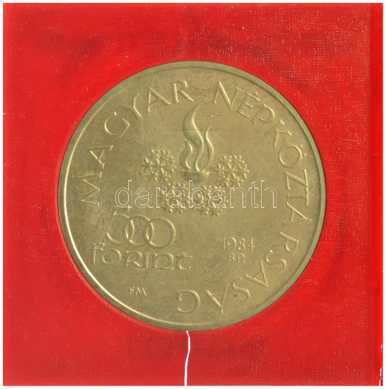 1984. 500Ft Ag 'Sarajevoi Téli Olimpia' eredeti tokban, tanúsítvánnyal T:BU patina Adamo EM76 - Image 2