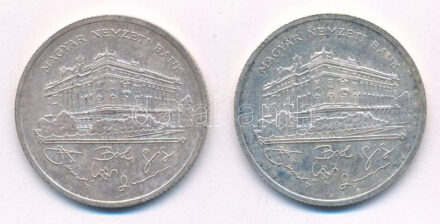 1992. 200Ft Ag 'MNB' (2x) T:1-,2 patina Adamo F13