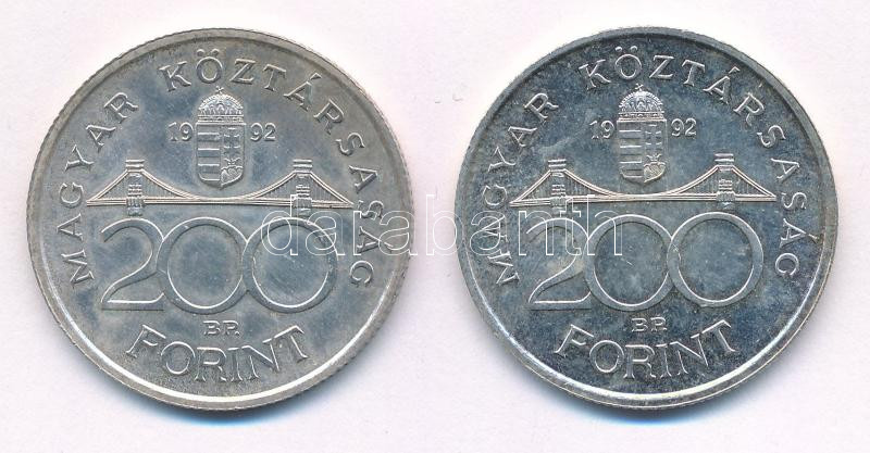 1992. 200Ft Ag 'MNB' (2x) T:1-,2 patina Adamo F13 - Image 2