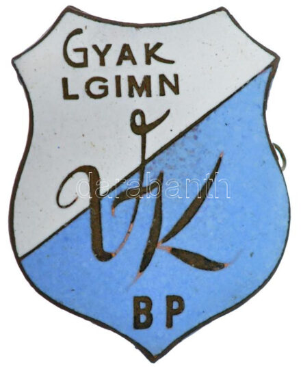 ~1950-1960. 'Varga Katalin Gyakorló Leánygimnázium Bp.' zománcozott iskolajelvény T:2