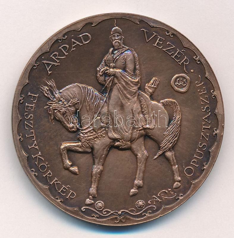 ~1990. 'Árpád vezér - Feszty körkép - Ópusztaszer / Verecke útján' bronz emlékérem. Szign.: LS (42,5mm) T:1