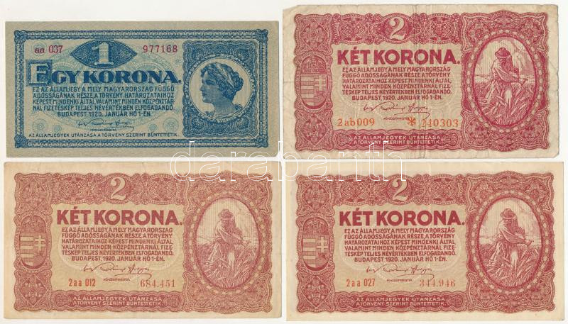 1920. 1K + 1920. 2K (5x) + 1923. 100K + Orosz Birodalom 1912-1917. (1898) 1R Szign.: Shipov T:I- - III