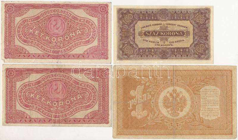1920. 1K + 1920. 2K (5x) + 1923. 100K + Orosz Birodalom 1912-1917. (1898) 1R Szign.: Shipov T:I- - III - Image 4