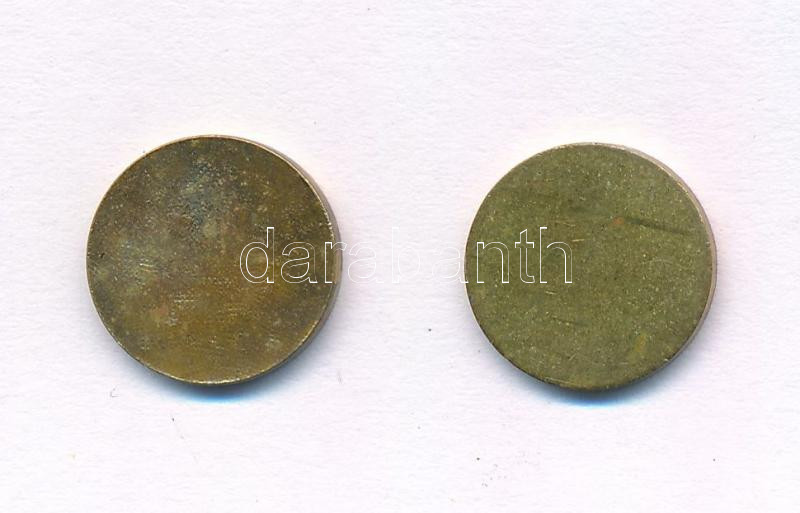 ~1970. 1Ft egyoldalas sárgaréz mini pénz Kádár címer nélkül 'pöttyös hátlap' (13mm) + veretlen nyers lapka T:1- - Image 2
