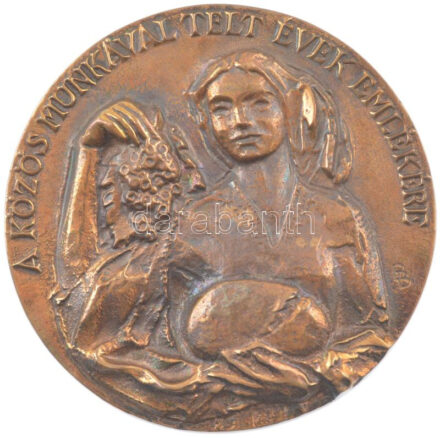 Bajnok Béla (1937-) DN 'A közös munkával telt évek emlékére' egyoldalas bronz emlékérem (96mm) T:1-