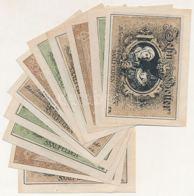 Ausztria / Saalfelden 1920. 10H (3x) + 20H (3x) + 25H (2x) +50H (3x) T:1- sarokhajtás Austria / Saalfelden 1920. 10 Heller (3x) + 20 Heller (3x) + 25 Heller (2x) +50 Heller (3x) C:AU folded corner - Image 2