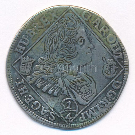 1737N-B 1/4 Tallér Ag 'III. Károly' Nagybánya (6,50g) T:2- patina, lyuktömött Hungary 1737N-B 1/4 Thaler Ag 'Charles III' Baia Mare (6,50g) C:VF patina, plugged hole Huszár: 1623.; Unger II.: 1194.