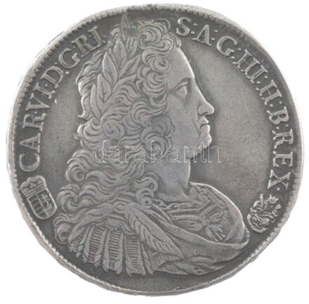 1739K-B Tallér Ag 'III. Károly' Körmöcbánya (28,47g) T:1-,2 patina, egy karc, kis ü., vésett haj Hungary 1739K-B Thaler Ag 'Charles III' Kremnitz (28,47g) C:AU,XF patina, a scratch, small ding, engraved hair Huszár: 1605-1606., Unger II.: