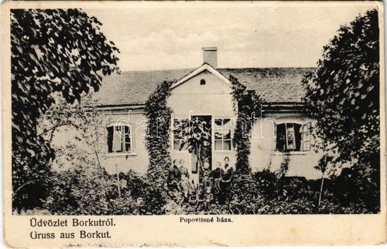 1911 Tiszaborkút, Borkút, Kvaszi, Kvasy (Máramaros); Popovitsné háza. Rosenblüth Emanuel kiadása / villa (EK)
