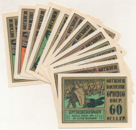 Ausztria / Grödig 1920. 10H (4xklf) + 30H (4xklf) + 40H (4xklf) + 60H (4xklf) T:I Austria / Grödig 1920. 10 Heller (4xdiff) + 30 Heller (4xdiff) + 40 Heller (4xdiff) + 60 Heller (4xdiff) C:AU