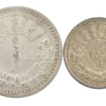 Mongólia 1925. 50M Ag + 1T Ag T:2 patina Mongolia 1925. 50 Möngö Ag + 1 Tögrög Ag C:XF patina Krause KM#7-8 - Image 2