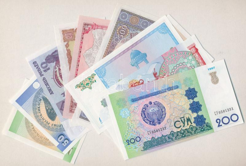 10 darabos vegyes külföldi bankjegy tétel, közte Laosz, Fehéroroszország, Kirgizisztán, Üzbegisztán T:I 10 pieces mixed banknote lot, among Laos, Belorussia, Kirizistan, Uzbekistan C:UNC - Image 2