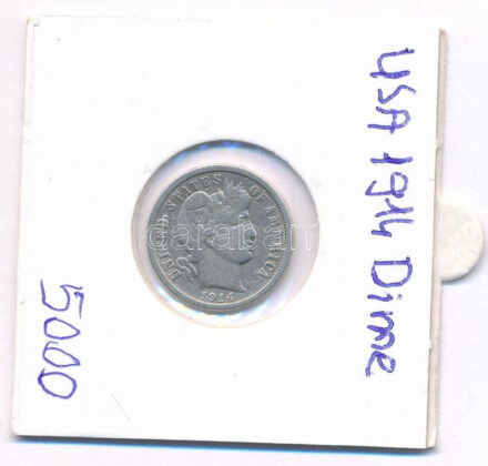 Amerikai Egyesült Államok 1914. 1D Ag 'Barber' T:2- United States 1914. 1 Dime Ag 'Barber' C:VF